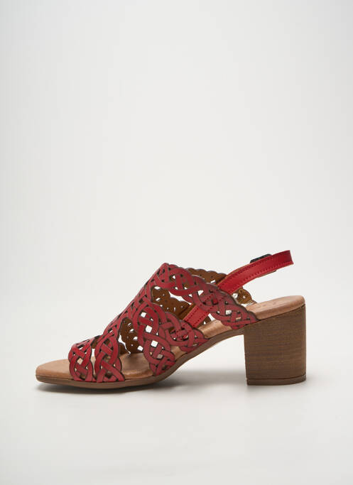 Sandales/nu pieds tissage satiné talon de 4 à 6cm rouge HEINE femme