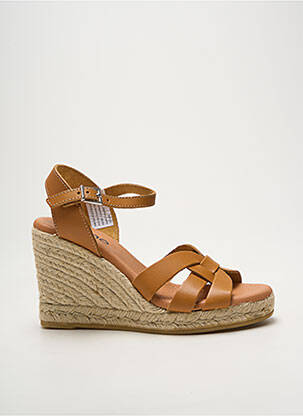 Espadrilles tissage satiné talon de 7 à 9cm marron HEINE femme