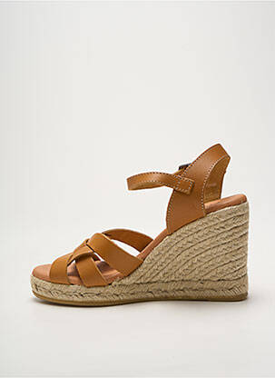 Espadrilles tissage satiné talon de 7 à 9cm marron HEINE femme