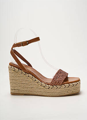 Espadrilles tissage satiné talon haut de 10cm et plus marron HEINE femme