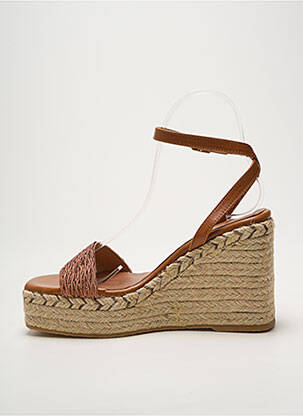 Espadrilles tissage satiné talon haut de 10cm et plus marron HEINE femme