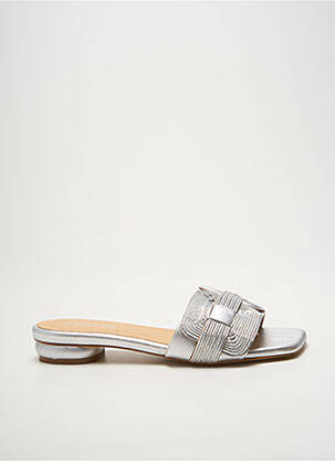 Mules/sabots matière lisse talon plat jusqu'à 3cm argent HEINE femme