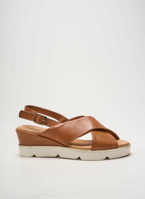 Sandales/nu pieds tissage satiné talon de 4 à 6cm marron HEINE femme