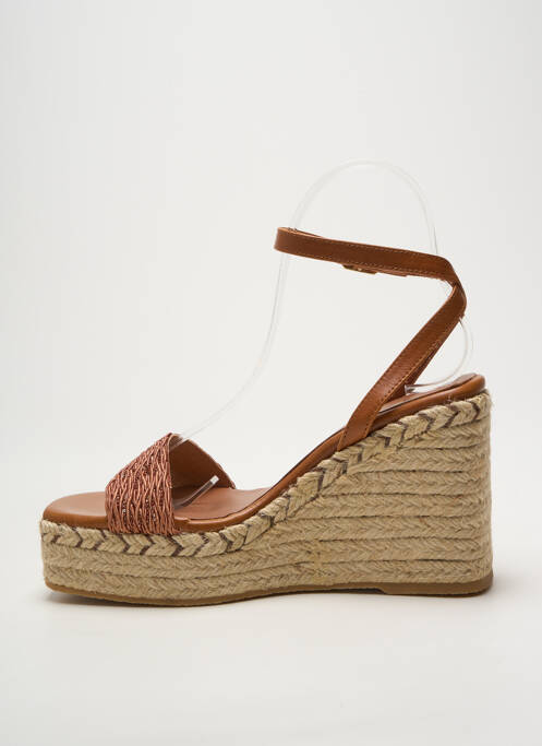 Espadrilles tissage satiné talon haut de 10cm et plus marron HEINE femme