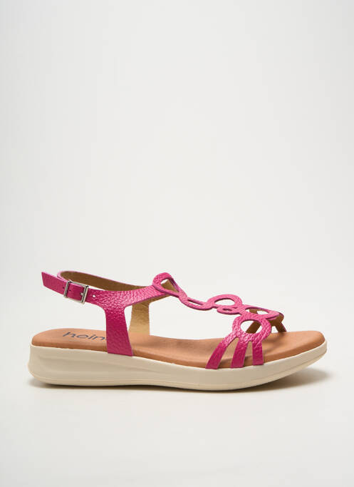 Sandales/nu pieds matière lisse talon plat jusqu'à 3cm rose HEINE femme
