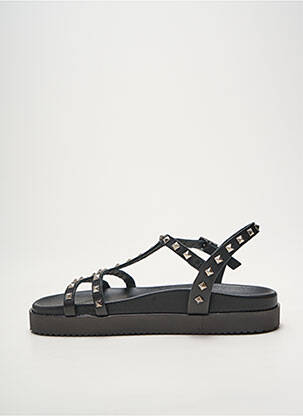 Sandales/nu pieds tissage satiné talon plat jusqu'à 3cm noir HEINE femme