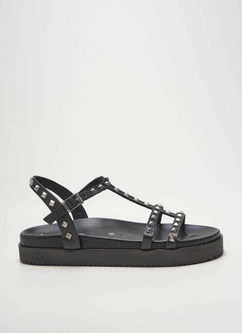 Sandales/nu pieds tissage satiné talon plat jusqu'à 3cm noir HEINE femme