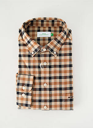 Chemise manches longues coupe droite marron MISE AU GREEN homme