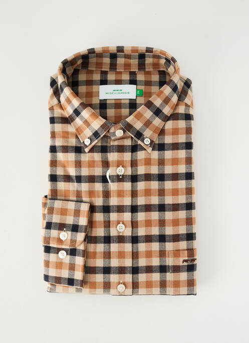 Chemise manches longues coupe droite marron MISE AU GREEN homme