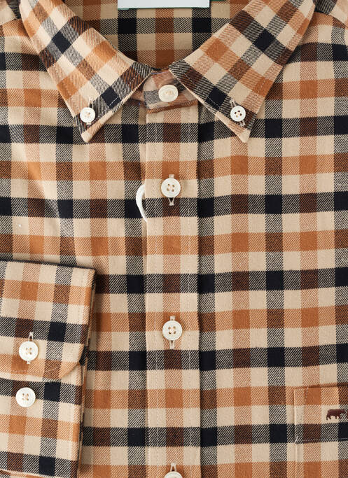 Chemise manches longues coupe droite marron MISE AU GREEN homme