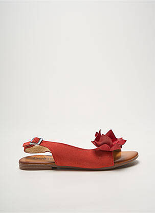 Sandales/nu pieds chiquet talon plat jusqu'à 3cm rouge HEINE femme