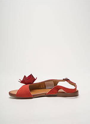 Sandales/nu pieds chiquet talon plat jusqu'à 3cm rouge HEINE femme