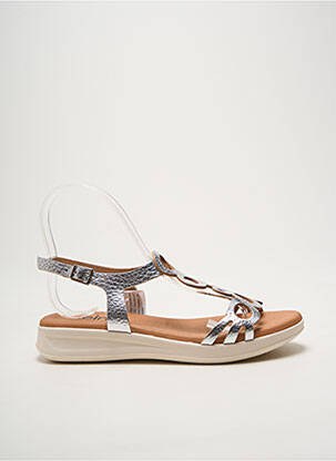 Sandales/nu pieds matière lisse talon plat jusqu'à 3cm argent HEINE femme
