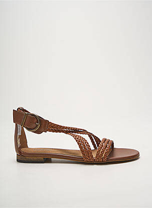 Sandales/nu pieds chiquet talon plat jusqu'à 3cm marron HEINE femme