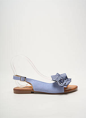 Sandales/nu pieds chiquet talon plat jusqu'à 3cm bleu HEINE femme