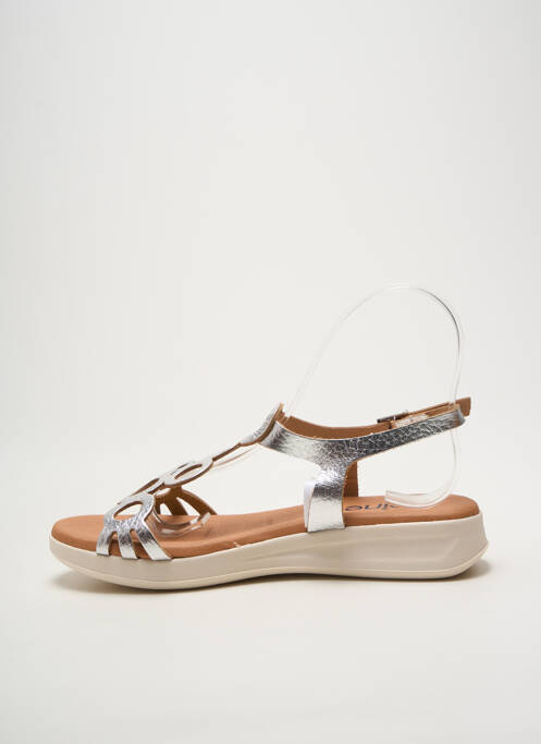 Sandales/nu pieds matière lisse talon plat jusqu'à 3cm argent HEINE femme