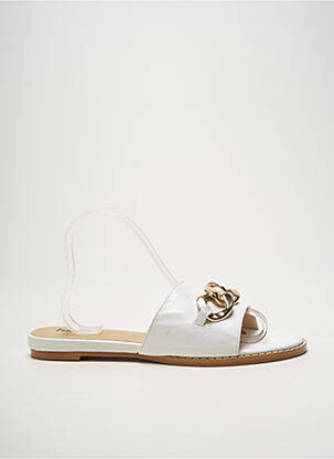 Mules/sabots tissage satiné talon plat jusqu'à 3cm blanc HEINE femme