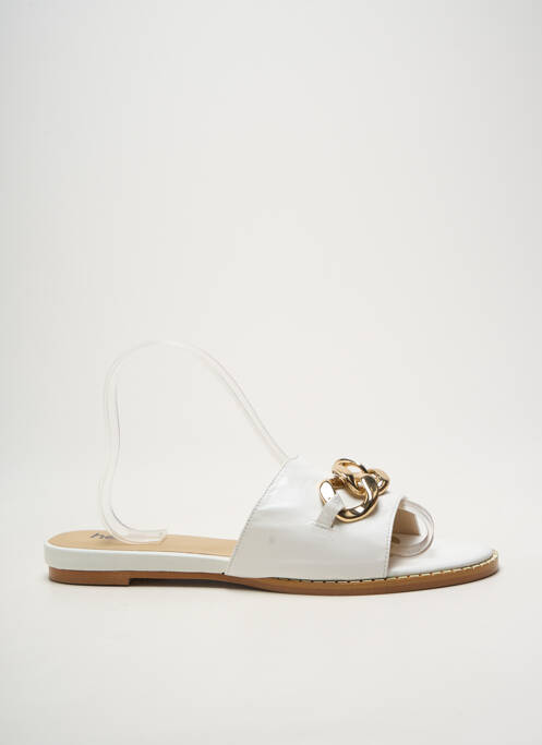 Mules/sabots tissage satiné talon plat jusqu'à 3cm blanc HEINE femme