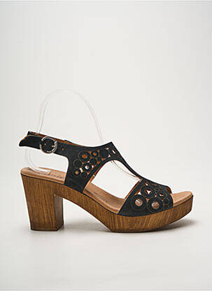 Sandales/nu pieds semi compensé talon de 7 à 9cm noir HEINE femme