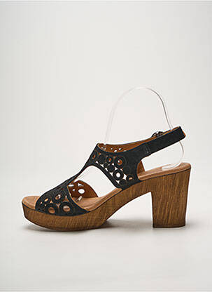 Sandales/nu pieds semi compensé talon de 7 à 9cm noir HEINE femme