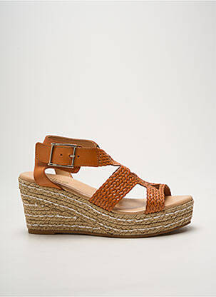 Espadrilles tissage satiné talon de 7 à 9cm orange HEINE femme