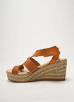 Espadrilles tissage satiné talon de 7 à 9cm orange HEINE femme