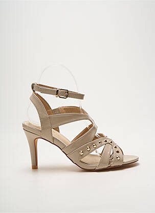 Sandales/nu pieds matière lisse talon de 7 à 9cm beige HEINE femme