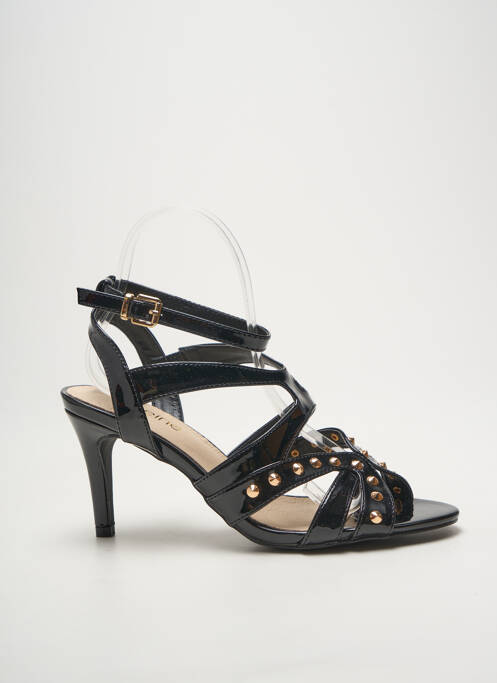 Sandales/nu pieds matière lisse talon de 7 à 9cm noir HEINE femme