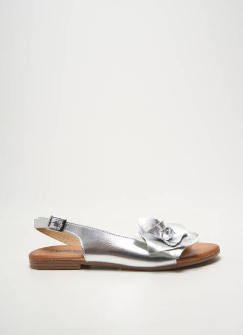 Sandales/nu pieds chiquet talon plat jusqu'à 3cm argent HEINE femme