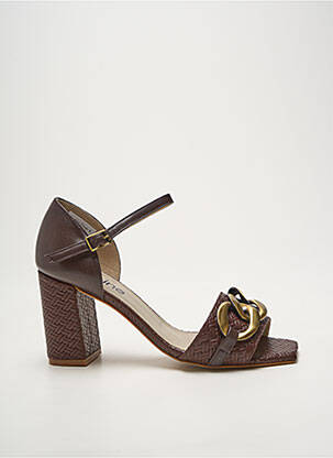 Sandales/nu pieds tissage satiné talon de 7 à 9cm marron HEINE femme