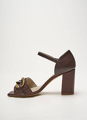 Sandales/nu pieds tissage satiné talon de 7 à 9cm marron HEINE femme