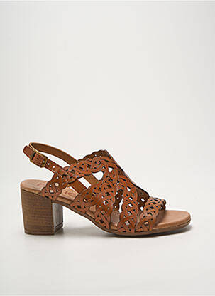 Sandales/nu pieds tissage satiné talon de 4 à 6cm marron HEINE femme