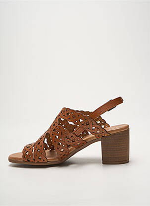 Sandales/nu pieds tissage satiné talon de 4 à 6cm marron HEINE femme