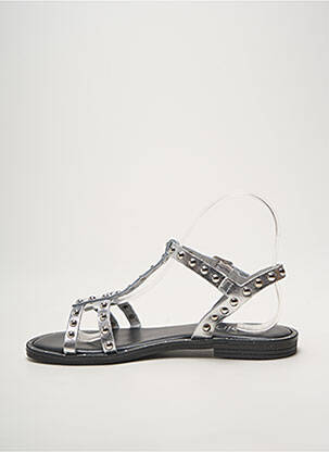Sandales/nu pieds chiquet talon plat jusqu'à 3cm argent HEINE femme