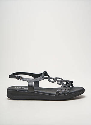 Sandales/nu pieds tissage satiné talon plat jusqu'à 3cm noir HEINE femme
