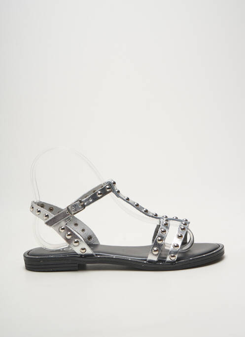 Sandales/nu pieds chiquet talon plat jusqu'à 3cm argent HEINE femme