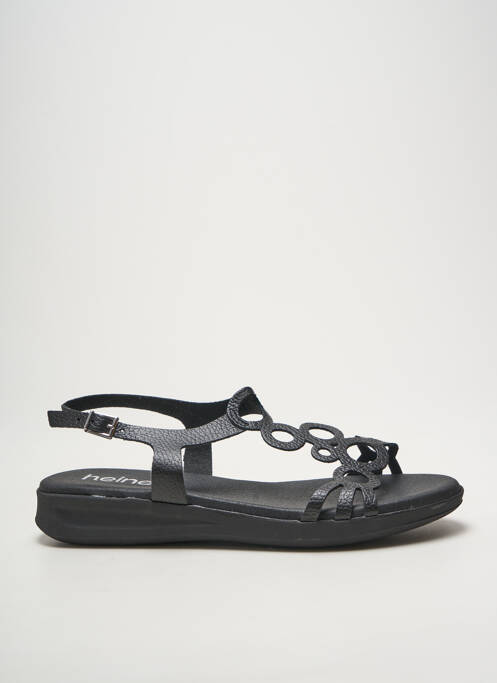 Sandales/nu pieds matière lisse talon plat jusqu'à 3cm noir HEINE femme