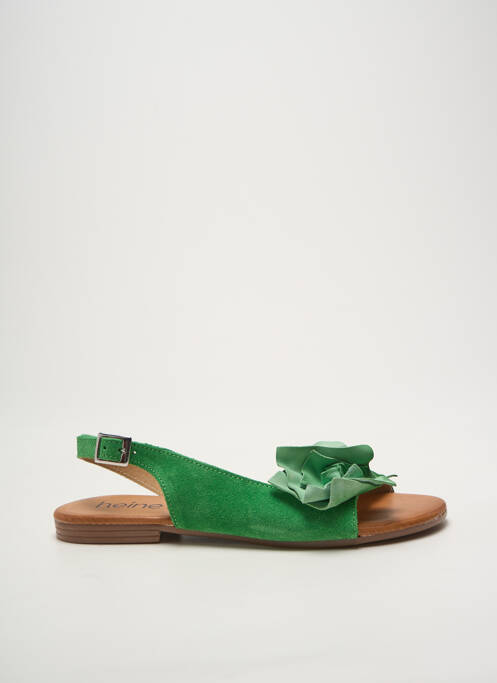 Sandales/nu pieds chiquet talon plat jusqu'à 3cm vert HEINE femme