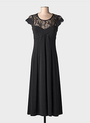 Robe longue manches courtes manches courtes noir PAUL BRIAL femme