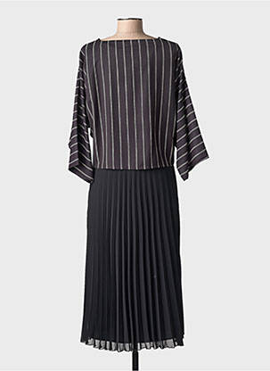 Robe longue manches longues manches longues noir GUY DUBOUIS femme