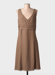 Robe mi-longue coupe fluide sans manche marron MUREK femme