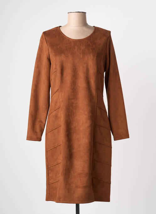 Robe mi-longue manches longues manches longues marron MERI & ESCA femme