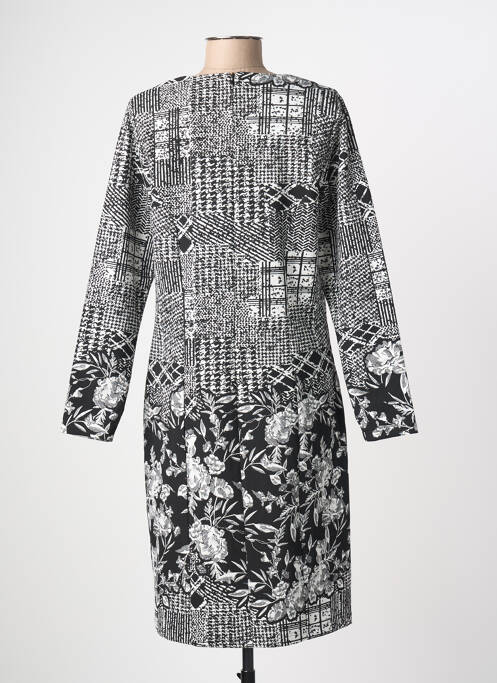 Robe mi-longue imprimé fleurs manches longues noir GUY DUBOUIS femme