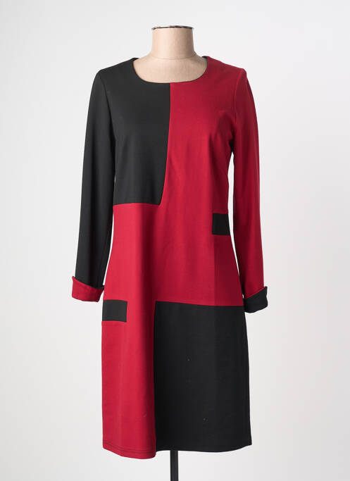 Robe mi-longue manches longues manches longues rouge GUY DUBOUIS femme