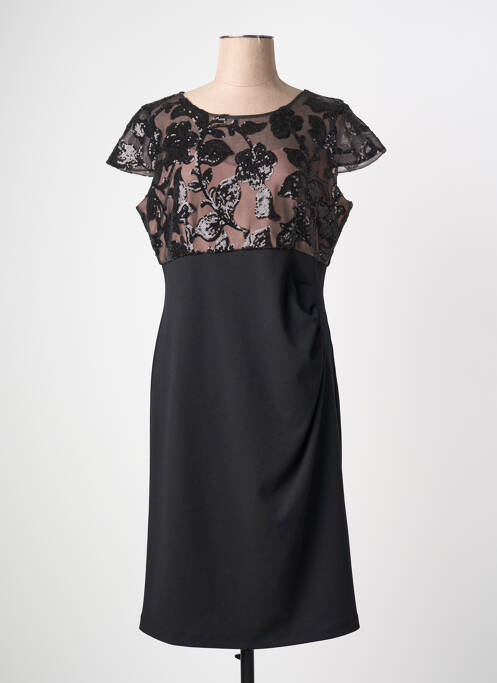 Robe mi-longue fermeture zippée au dos manches courtes noir JOSEPH RIBKOFF femme