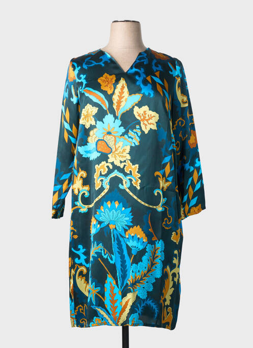 Robe mi-longue imprimé fleurs manches longues bleu GREGORY PAT femme