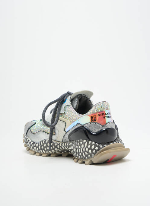 Baskets tissage satiné talon de 4 à 6cm argent EXÉ femme