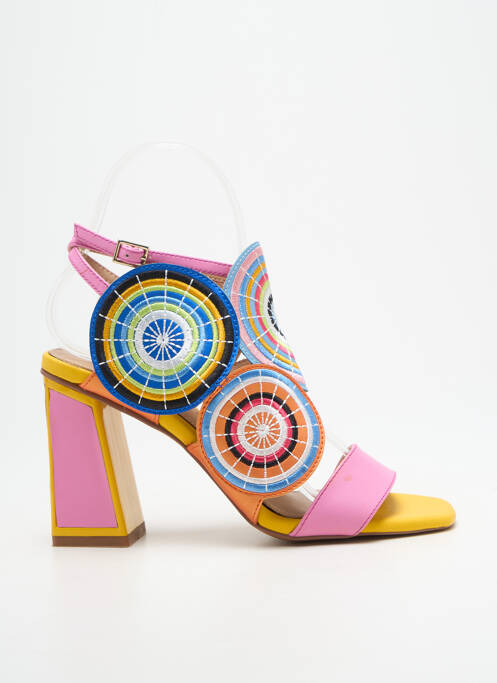 Sandales/nu pieds tissage satiné talon de 7 à 9cm rose EXÉ femme