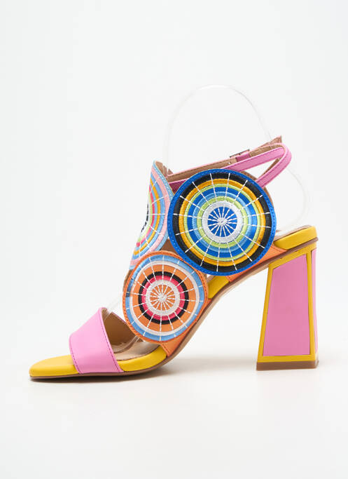 Sandales/nu pieds tissage satiné talon de 7 à 9cm rose EXÉ femme