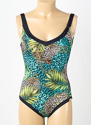 Maillot de bain 1 pièce effet matière satinée haut triangles noir CHARMLINE femme